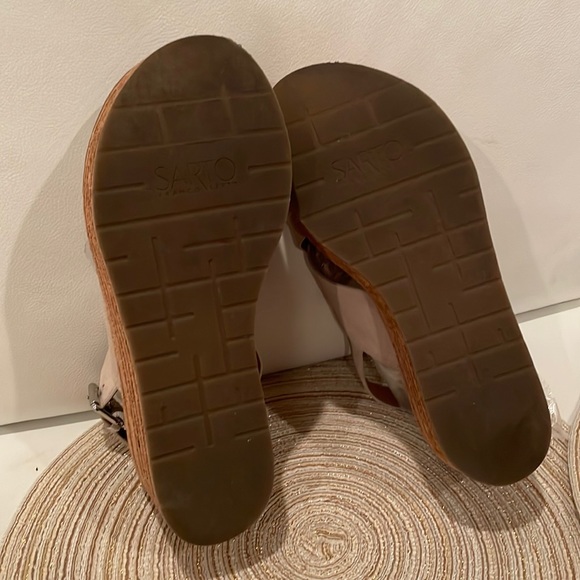 (8.5) FRANCO SARTO BM vanilla suede Caroline cork real suede leather 3”platforms - Picture 3 of 12